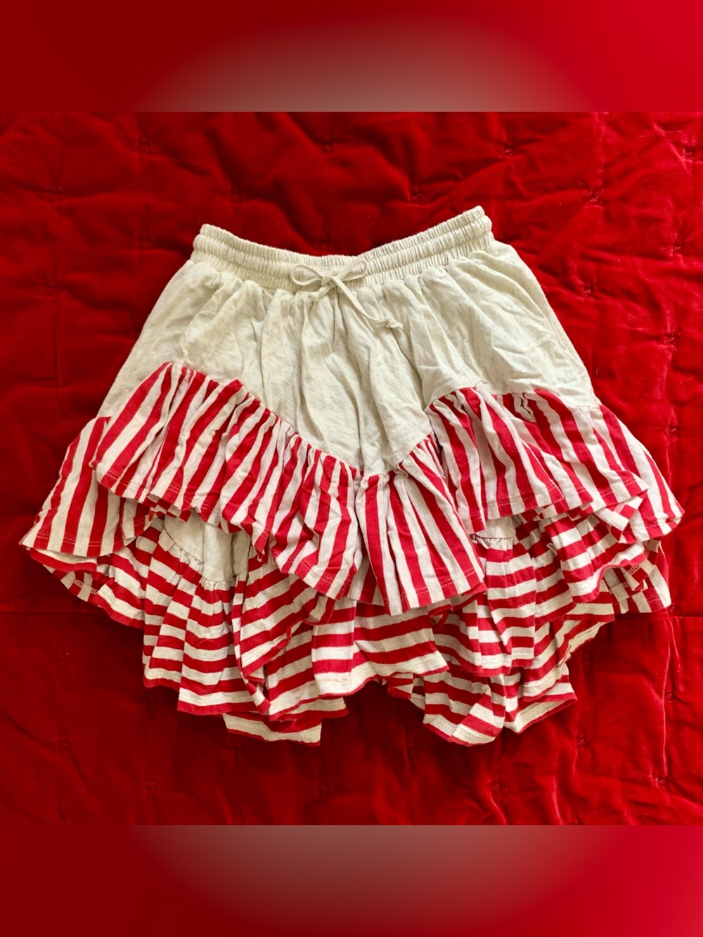 Paper Wings Organic girl gray red stripes skirt size 6